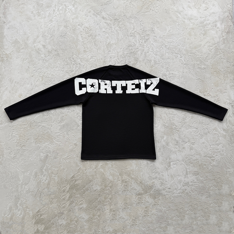 Star Raglan Waffle Thermal -Black