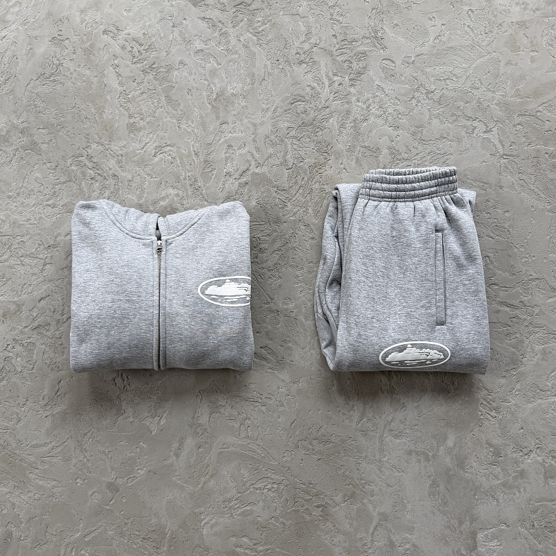 ISLAND PUFF PRINT ZIP SET-grey