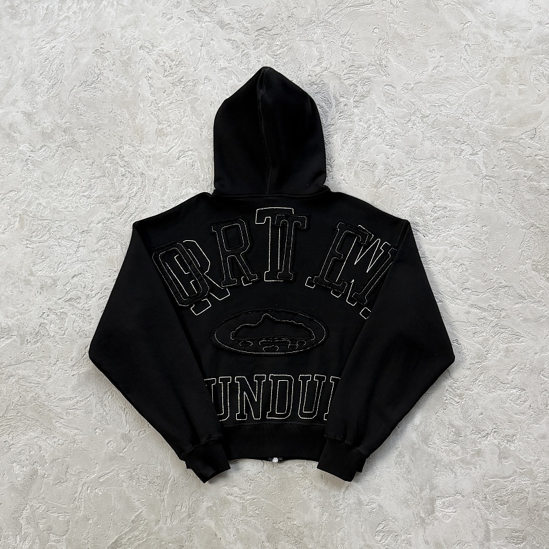 Lundun Stitch Zip Hoodie -triple black