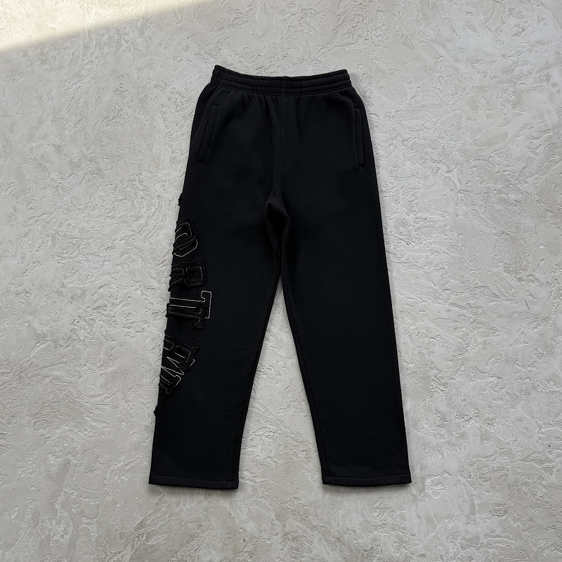 LUNDUN STITCH OPEN HEM SWEATPANT -triple black