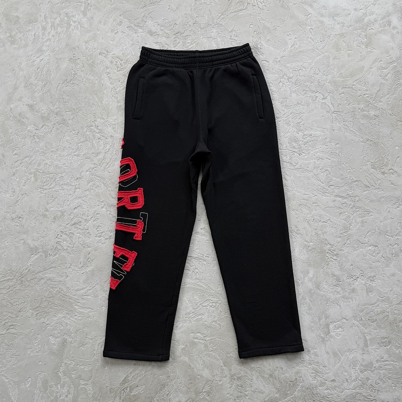 LUNDUN STITCH OPEN HEM SWEATPANT-black and red