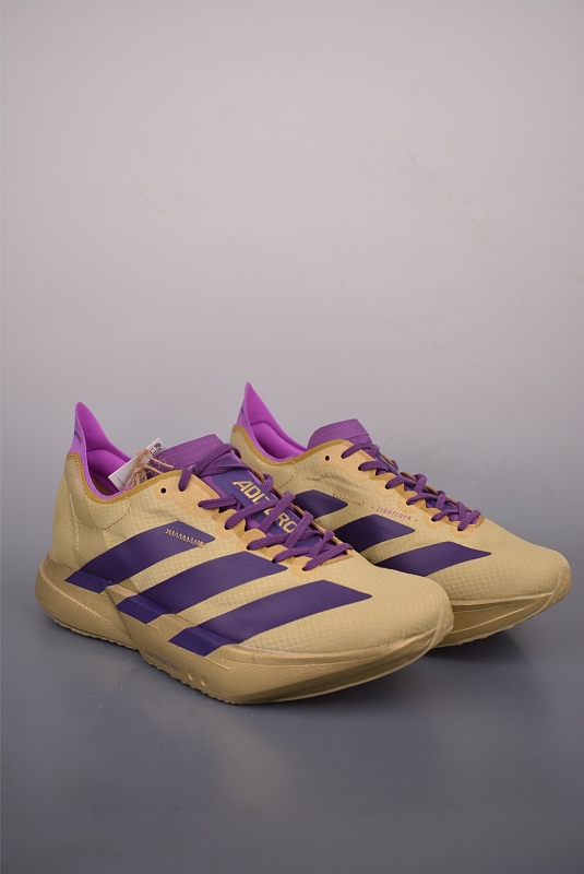 Adidas Adizero Adios PRO 4M "Sand / Rich Purple / Gold Metallic" JR7410